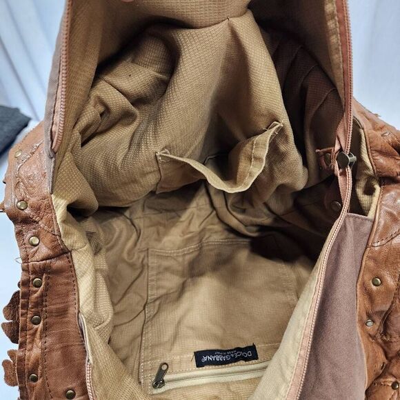 Women's Soft Brown Leather Hobo Floral Appliqué Shoulder Handbag - Picture 8 of 12